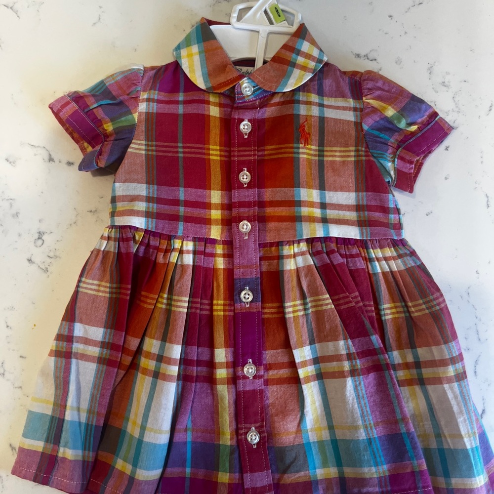 NWT Ralph Lauren plaid ruffle dress & cover